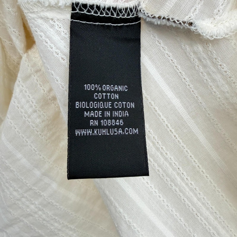 Vintage Kuhl Top Shirt Blouse Size Large Ruched Button Up Quiet Luxury Neutral - Picture 12 of 14
